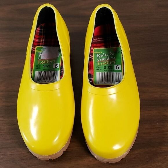 NEW Mid West Rain & Garden Loafers Yellow Rubber Waterproof Booties 6 - Picture 2 of 7